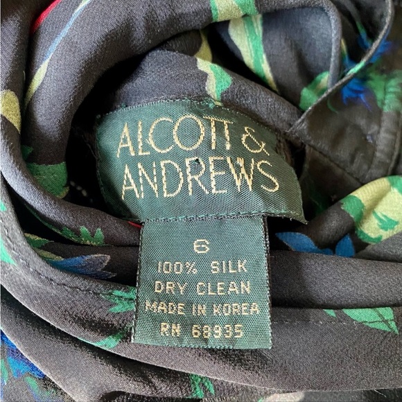 Vintage Alcott & Andrews 100% Silk Bright Floral Blouse Size 6 - Picture 5 of 7
